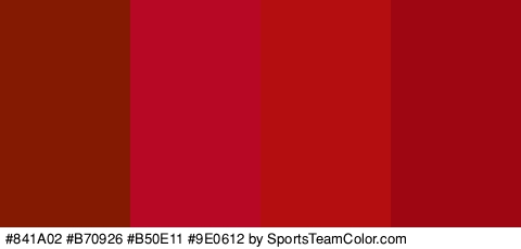 #841A02 #B70926 #B50E11 #9E0612 Colors