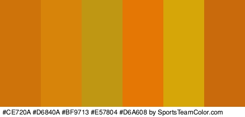 #CE720A #D6840A #BF9713 #E57804 #D6A608 #C96A0C Colors