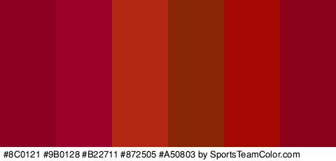 #8C0121 #9B0128 #B22711 #872505 #A50803 #89011A Colors