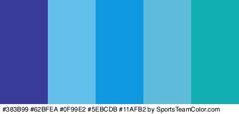 #383B99 #62BFEA #0F99E2 #5EBCDB #11AFB2 Colors