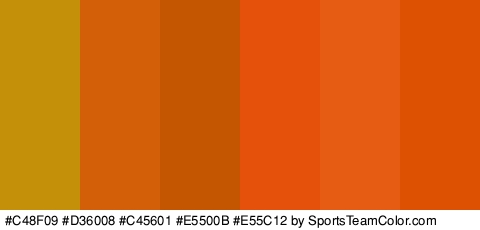 #C48F09 #D36008 #C45601 #E5500B #E55C12 #DD5202 Colors