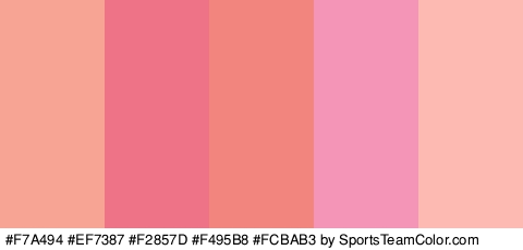 #F7A494 #EF7387 #F2857D #F495B8 #FCBAB3 Colors