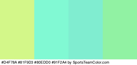 #D4F78A #81F9D3 #80EDD0 #91F2A4 Colors