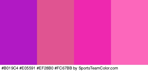 #B019C4 #E05591 #EF28B0 #FC67BB Colors