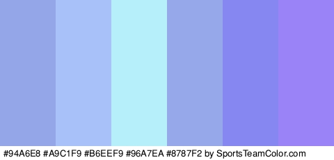 #94A6E8 #A9C1F9 #B6EEF9 #96A7EA #8787F2 #9A83F7 Colors