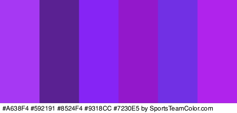 #A638F4 #592191 #8524F4 #9318CC #7230E5 #B023ED Colors