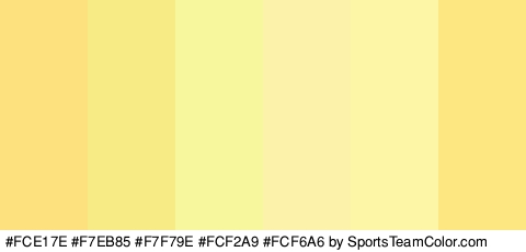 #FCE17E #F7EB85 #F7F79E #FCF2A9 #FCF6A6 #FCE780 Colors