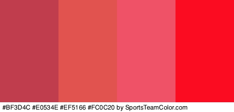 #BF3D4C #E0534E #EF5166 #FC0C20 Colors