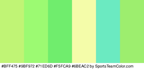 #BFF475 #9BF972 #71ED6D #F5FCA9 #6BEAC2 #9DED6F Colors