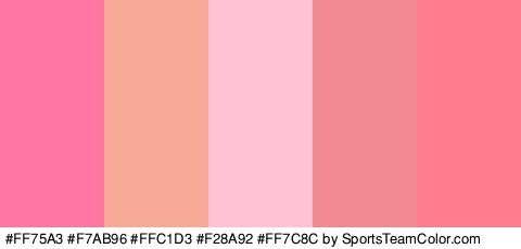 #FF75A3 #F7AB96 #FFC1D3 #F28A92 #FF7C8C Colors