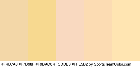 #F4D7A8 #F7D98F #F9DAC0 #FCDDB3 #FFE5B2 Colors