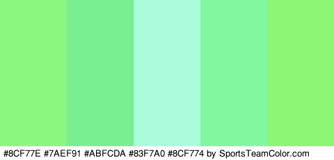 #8CF77E #7AEF91 #ABFCDA #83F7A0 #8CF774 Colors