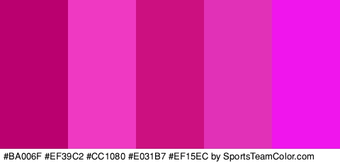 #BA006F #EF39C2 #CC1080 #E031B7 #EF15EC Colors