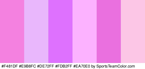 #F481DF #E9B8FC #DE72FF #FDB2FF #EA70E0 #FCC7E6 Colors