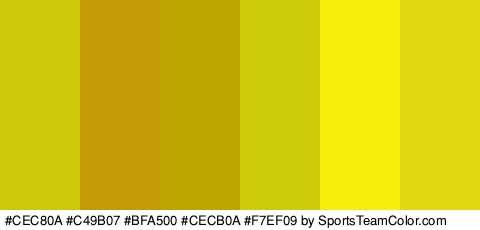 #CEC80A #C49B07 #BFA500 #CECB0A #F7EF09 #E2D812 Colors