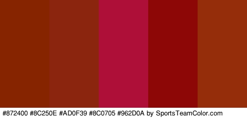 #872400 #8C250E #AD0F39 #8C0705 #962D0A Colors