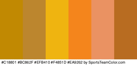 #C18801 #BC862F #EFB410 #F4851D #EA9262 #B76C21 Colors