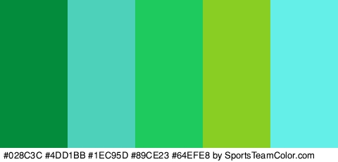 #028C3C #4DD1BB #1EC95D #89CE23 #64EFE8 Colors