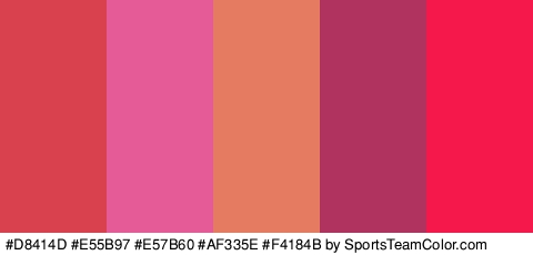 #D8414D #E55B97 #E57B60 #AF335E #F4184B Colors