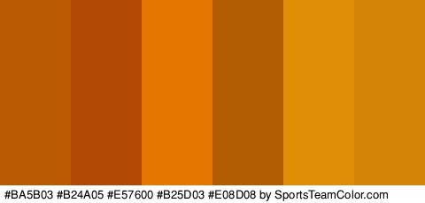 #BA5B03 #B24A05 #E57600 #B25D03 #E08D08 #D38508 Colors