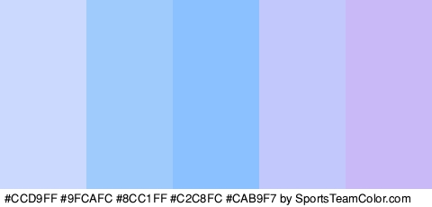 #CCD9FF #9FCAFC #8CC1FF #C2C8FC #CAB9F7 Colors