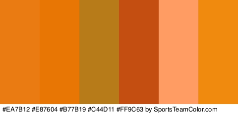 #EA7B12 #E87604 #B77B19 #C44D11 #FF9C63 #EF8A0E Colors