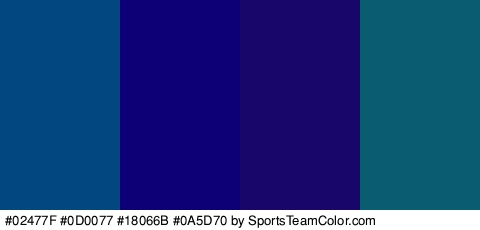 #02477F #0D0077 #18066B #0A5D70 Colors