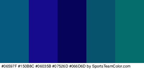 #06597F #150B8C #06035B #07526D #066D6D Colors