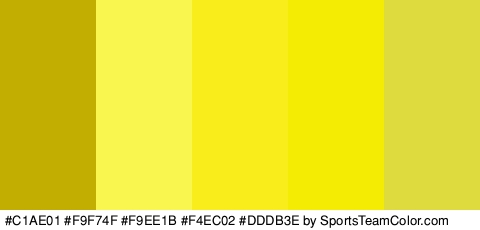 #C1AE01 #F9F74F #F9EE1B #F4EC02 #DDDB3E Colors