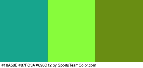 #18A58E #87FC3A #698C12 Colors