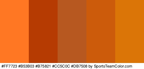 #FF7723 #B53B03 #B75821 #CC5C0C #DB7508 Colors