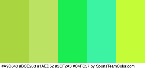 #A9D640 #BCE263 #1AED52 #3CF2A3 #C4FC37 Colors