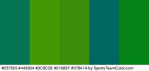 #057555 #449904 #3C8C0E #01685F #07841A Colors