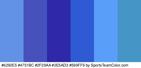 #6292E5 #4751BC #2F29AA #2E5AD3 #599FF9 #4595C6 Colors