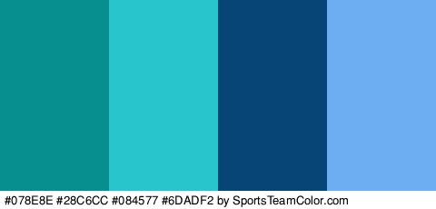 #078E8E #28C6CC #084577 #6DADF2 Colors