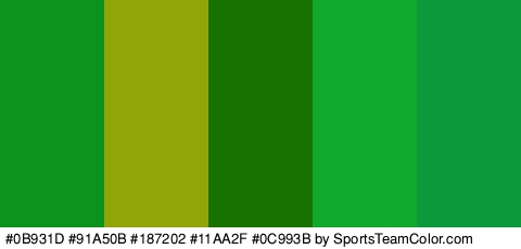 #0B931D #91A50B #187202 #11AA2F #0C993B Colors