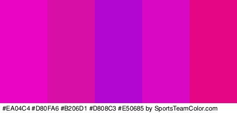 #EA04C4 #D80FA6 #B206D1 #D808C3 #E50685 Colors