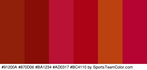 #91200A #870D06 #BA1234 #AD0317 #BC4110 #B50332 Colors