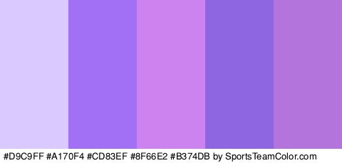 #D9C9FF #A170F4 #CD83EF #8F66E2 #B374DB Colors