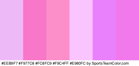 #EEB9F7 #F977C8 #FC8FC9 #F9C4FF #E980FC #F279EC Colors