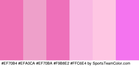 #EF70B4 #EFA0CA #EF70BA #F9B8E2 #FFC6E4 #F473EE Colors