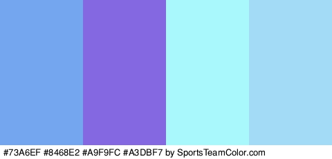 #73A6EF #8468E2 #A9F9FC #A3DBF7 Colors