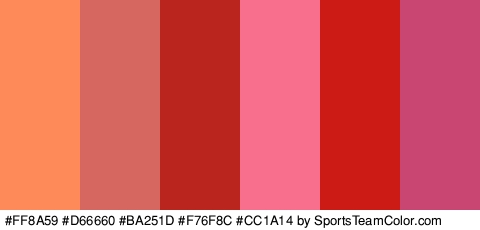 #FF8A59 #D66660 #BA251D #F76F8C #CC1A14 #C94672 Colors