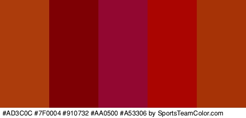 #AD3C0C #7F0004 #910732 #AA0500 #A53306 Colors