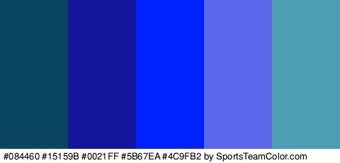 #084460 #15159B #0021FF #5B67EA #4C9FB2 Colors