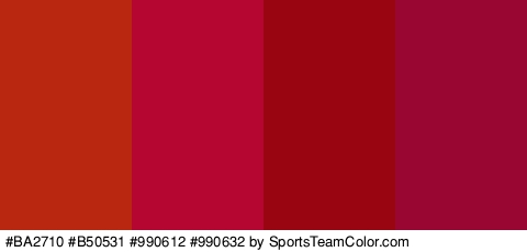 #BA2710 #B50531 #990612 #990632 Colors