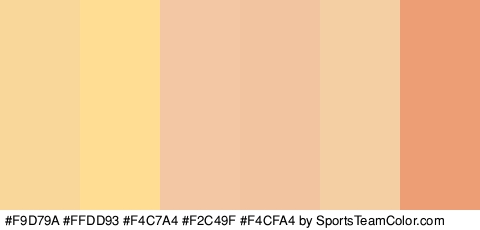 #F9D79A #FFDD93 #F4C7A4 #F2C49F #F4CFA4 #ED9E74 Colors