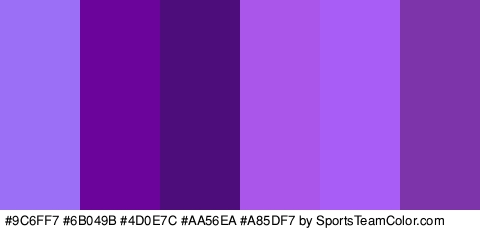 #9C6FF7 #6B049B #4D0E7C #AA56EA #A85DF7 #7D34AA Colors