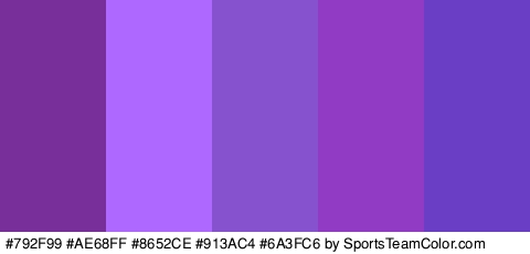 #792F99 #AE68FF #8652CE #913AC4 #6A3FC6 Colors