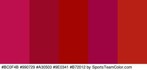 #BC0F4B #990729 #A30503 #9E0341 #B72012 Colors